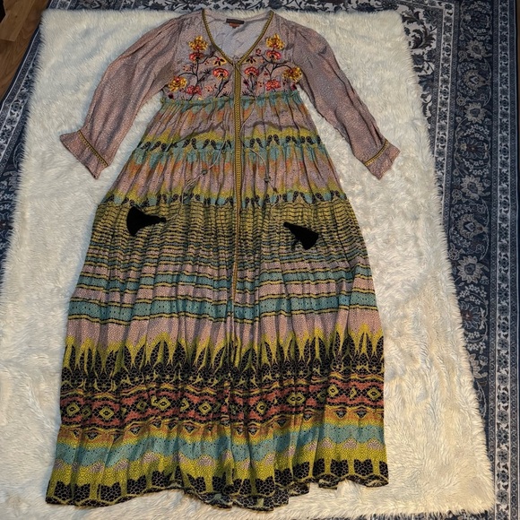 Anthropologie Bhanuni by Jyoti Giorgia Embroidered Maxi Dress - Size 8 - Picture 4 of 7